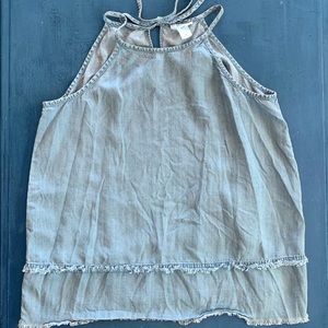 LOFT Lounge Chambray Peplum Tank